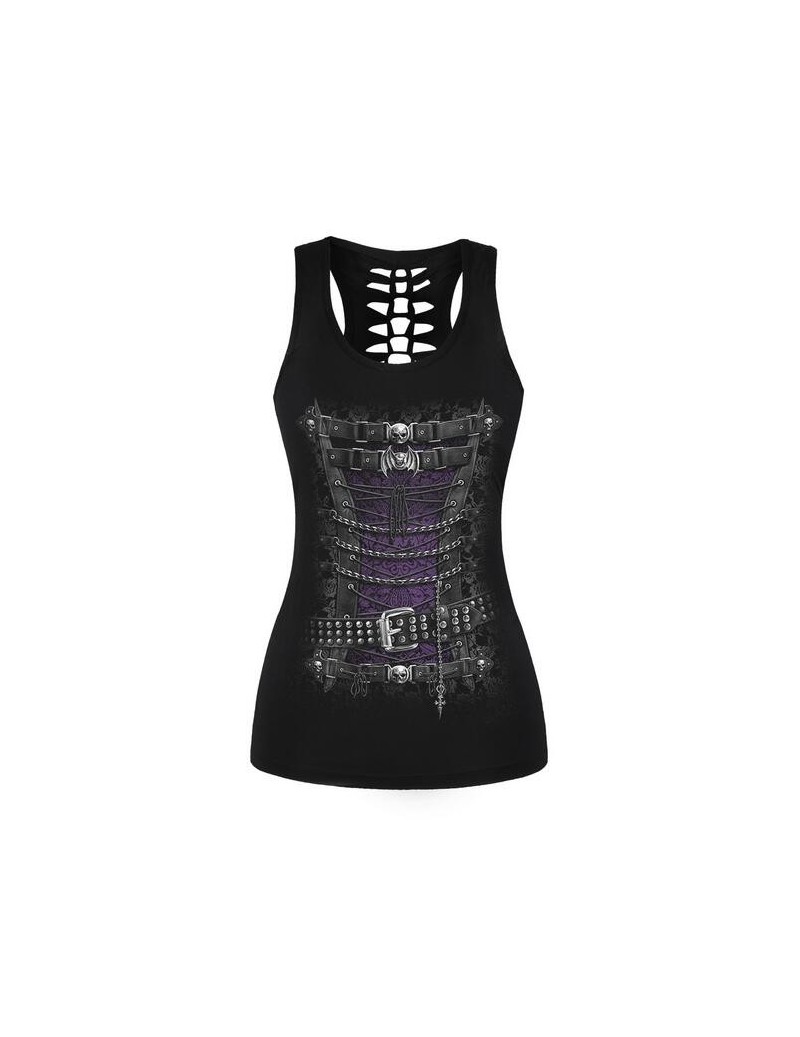 Tank Tops Sexy Tank Top Skull 3d Printing Workout Tops For Women Cutout Fitness Cami Clothing Black Breathable Top Satin Vest...