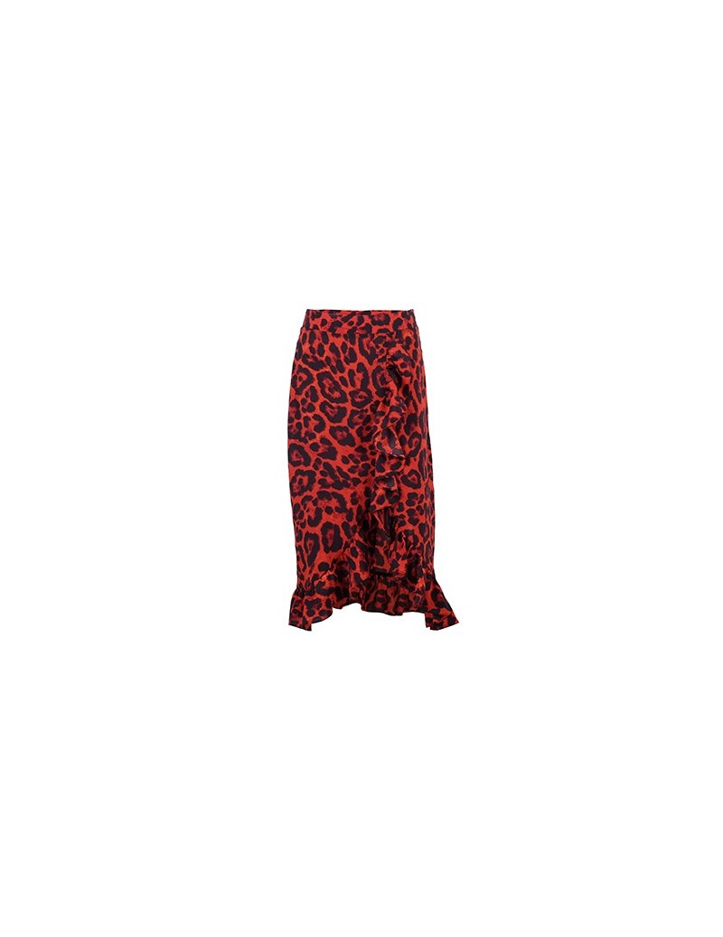 Skirts Leopard Long Skirt Women High Waist Midi Skirt Female Office Ruffle Animal Print Skirts Womens Summer Red 2019 Casual ...