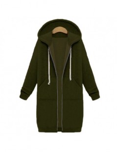 Autumn Winter Coat Women Fashion Casual Long Zipper Hooded Jacket Vintage Outwear Coat - Green - 4Q3075397489-6