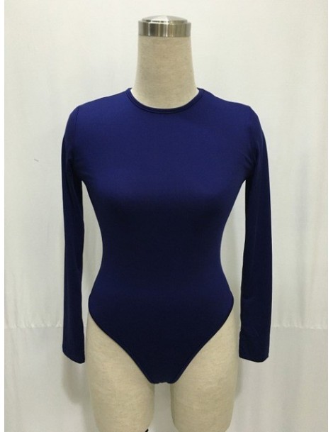 Sexy Bodysuit Women Jumpsuit Romper Womens Tops Elastic Slim Long Sleeve 13 Colors Short Bodysuits Overalls Playsuits - DARK...