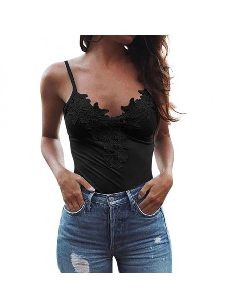 Tank Tops 2019 Women's Fashion Sexy Sleeveless camisole Patchwork Tank Tops Beach Wear Blouse Lace Vneck Sling Sexy Top Stree...