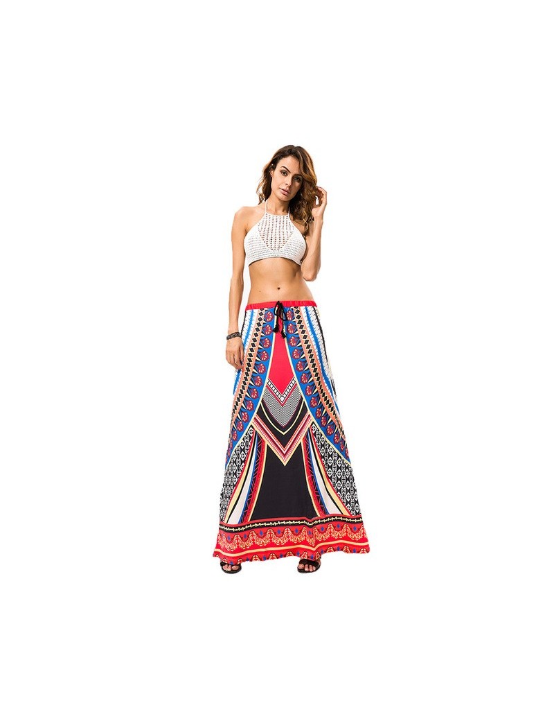 Beach Long Skirts for Women Bohemian Boho Maxi Skirt Summer 2016 Irregular Ethnic Print Red Maxi Beach Women Skirts 3 style ...