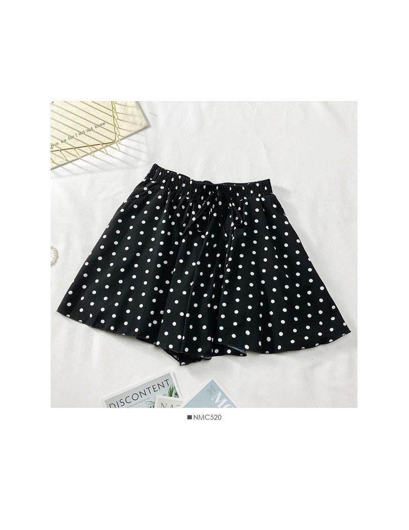 Shorts Women Bohemian Polka Dot Shorts Summer Loose Fit Drawstring Shorts Casual High Waist Sweet Girls Shorts - Black - 4W41...