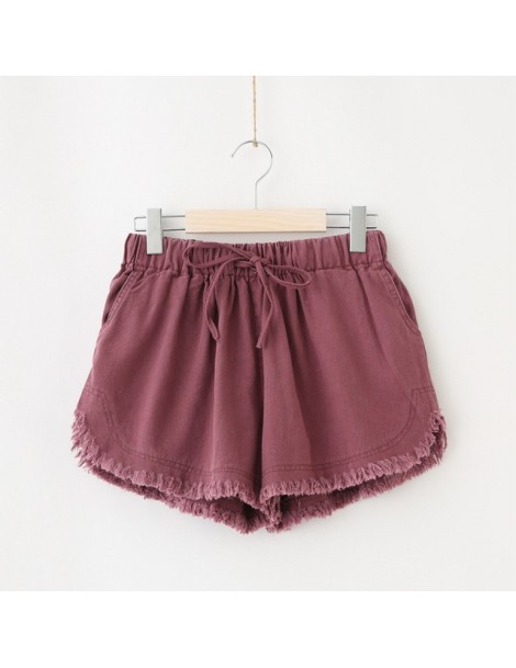 Shorts Basic Frayed Cotton Shorts Women Solid Wide Leg Shorts Summer Casual White Black - Purple - 4K3985085764-5 $10.75