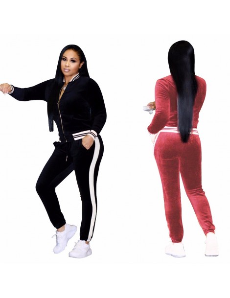 Women's Sets Large Size Women Sport Wear Stand Collar Tracksuits Sexy Women Casual Suit Zipper Pullover With Pant Jogging 2pc...