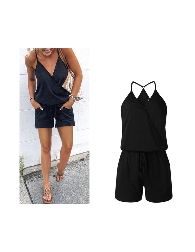 Good Quality Women's Summer Cotton Jumpsuits Casual Short Sleeve Elegant Playsuits Female Rompers Pockets Work Overalls - 03...