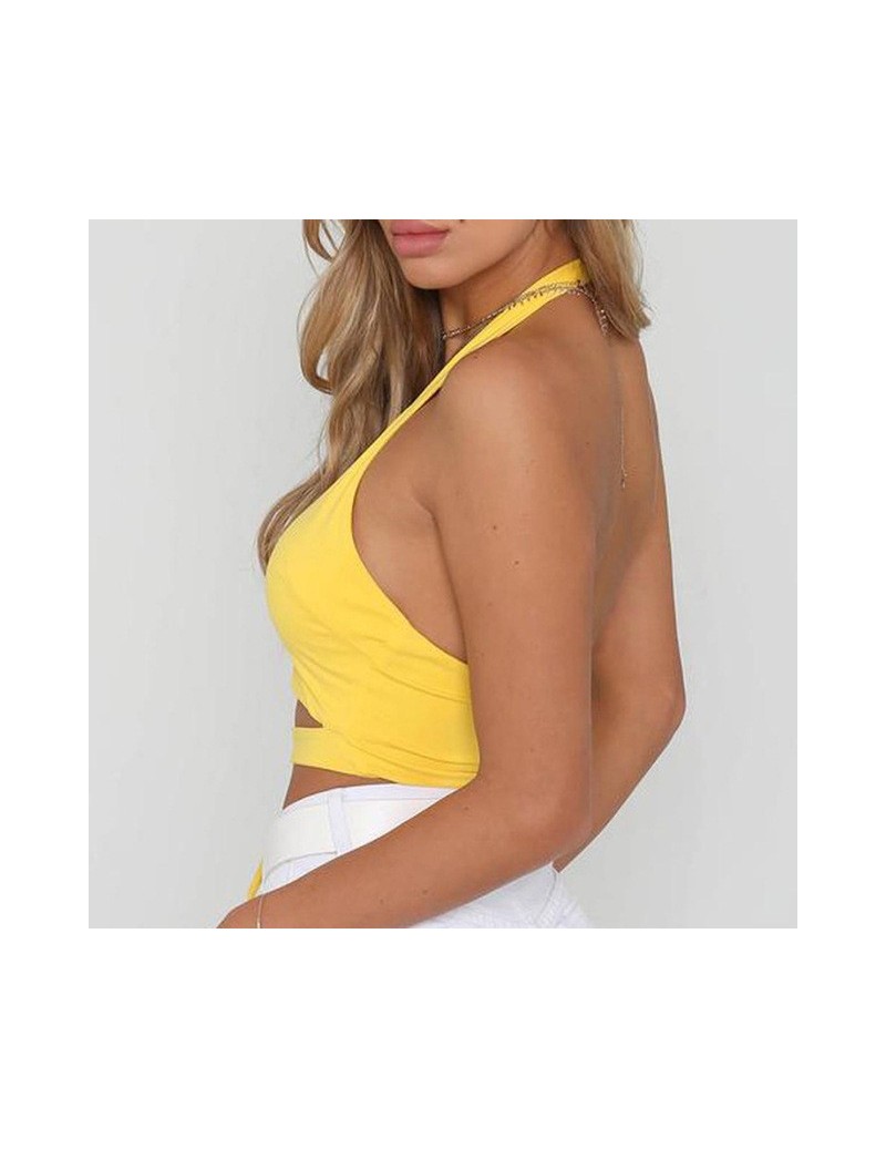 Womens Sexy Casual Slim Sleeveless Tank Tops Women Solid Crop Top For Ladies Fitness Vest Women 4Color - Yellow - 4I41136795...