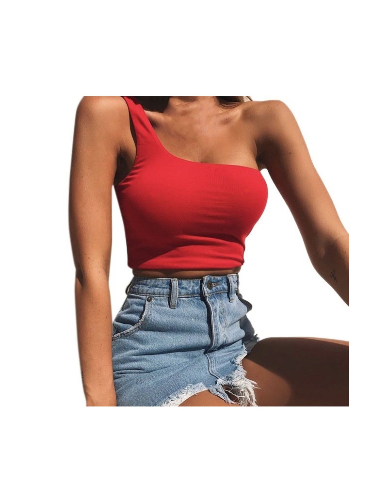 Women 2019 Ladies Single Shoulder Sexy Sport Bra Slim Camis Tank Vest vestiti New Womens Sexy Vest - Red - 433007525768-4