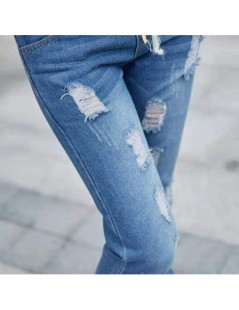 Jeans Spring Autumn High Waist Strap Pants Hole Denim Jumpsuit Women Romper Shredded Loose Streetwear Female Jeans Overalls -...