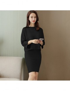 Women's Sets 2018 Autumn Womans Sweater + Straped Dress Sets Solid Color Female Casual Two-Pieces Suits Loose Sweater Knit Mi...