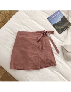 Skirts 2019 Summer Women Cotton Linen Skirt Wrap Skirt For Women High Waist Mini Skirts Spodnice Damskie - green - 4D30893843...