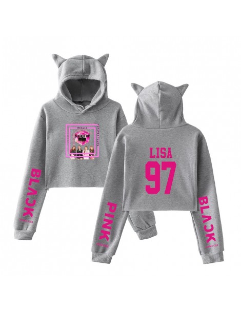 Hoodies & Sweatshirts Fashion Blackpink Group Member Lisa Fun Women Warm Crop Top Cat Hoodies Sweatshirt Hoodie Women Plus Si...