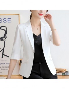 Blazers 2019 Women Summer Blazer Single Button Office Ladies Half Sleeve Blazer Female Plus Size Colorful Formal Jacket - Pur...