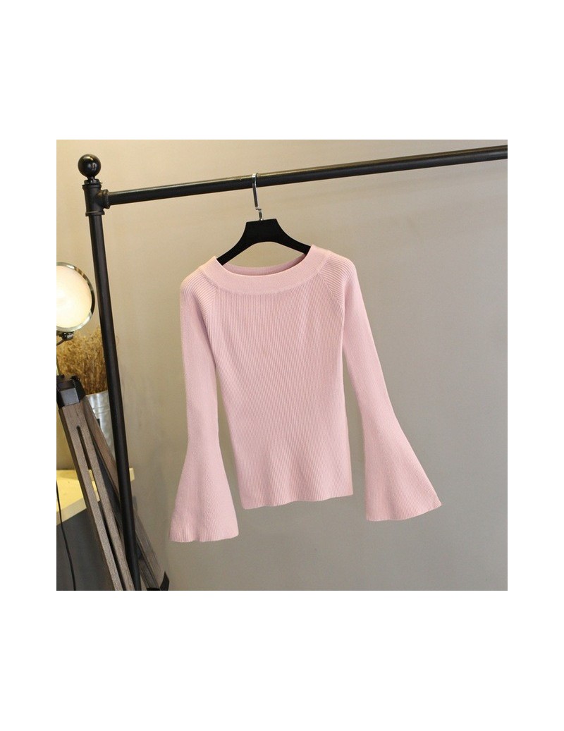 Autumn Basic Sweater Women Slash Neck Jersey Mujer Solid Knitted Slim Fashion Pullover Long Sleeve Off Shoulder Sweater - PI...