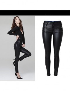 Leggings jeans Women Black Pu Leather Pants Pantalon Femme Women Fitness Leggings Low Waist Women Skinny Pencil Pants - Black...