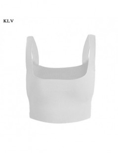 Tank Tops Women Summer Sleeveless Wide Strap Crop Tops Solid Color Thread Ribbed Knitted Vest Sexy Square Neck Backless Casua...