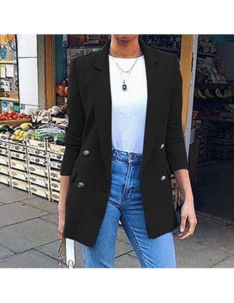 Blazers Women Blazers And Jackets Solid Notched Loose Casual Blazer Double Breasted Office Long Sleeve Coat Blezer Feminino L...