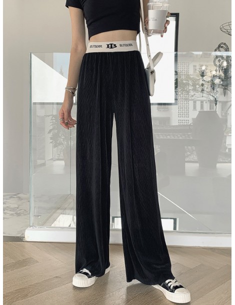 Pants & Capris Of Waist Wide Leg Pants Woman Summer Sag Western Style Easy Ice Silk Directly Canister To Mop The Floor Leisur...