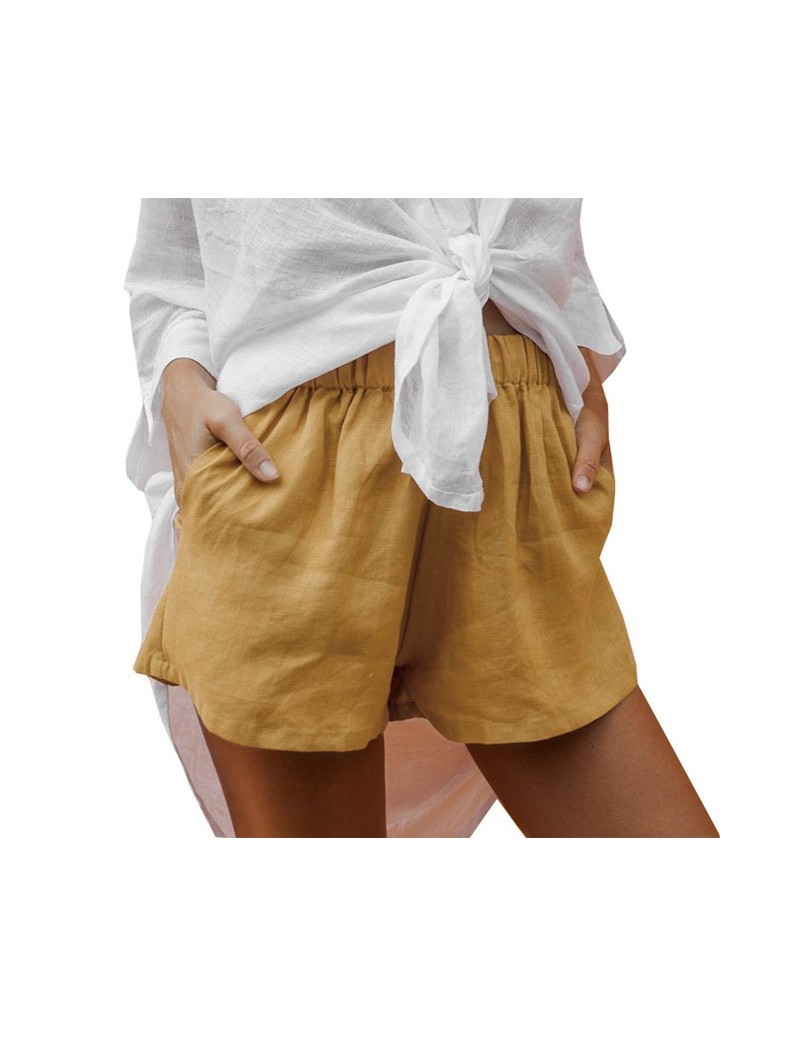 Shorts Summer women's linen casual shorts high waist and quick dry solid hot shorts plus size ladies running fitness workout ...