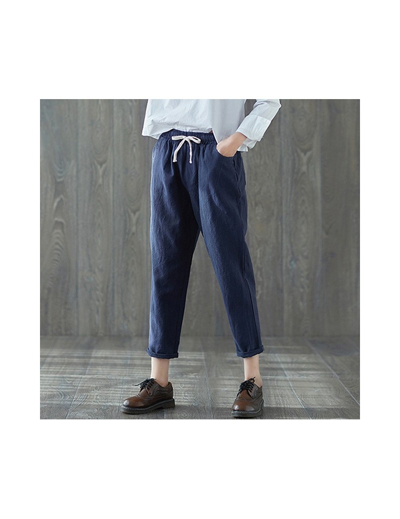 Pants & Capris High Quality Women Pants 2019 Spring & Autumn Vintage Women's Fluid Solid Linen Pants Loose Trousers Female Ha...