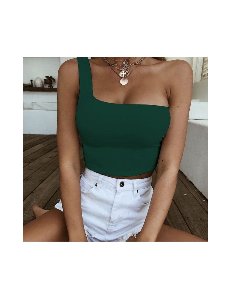 Blouses & Shirts Women Lady Female One Shoulder Crop Tops Sleeveless Shirts Summer Beach Blouse Bare Midriff Summer Fashion C...