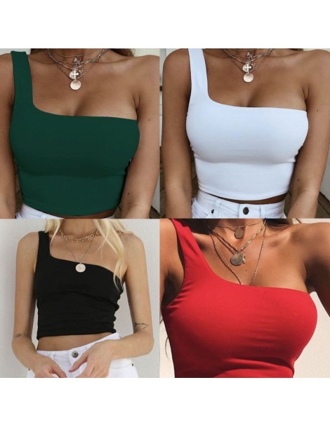 Blouses & Shirts Women Lady Female One Shoulder Crop Tops Sleeveless Shirts Summer Beach Blouse Bare Midriff Summer Fashion C...