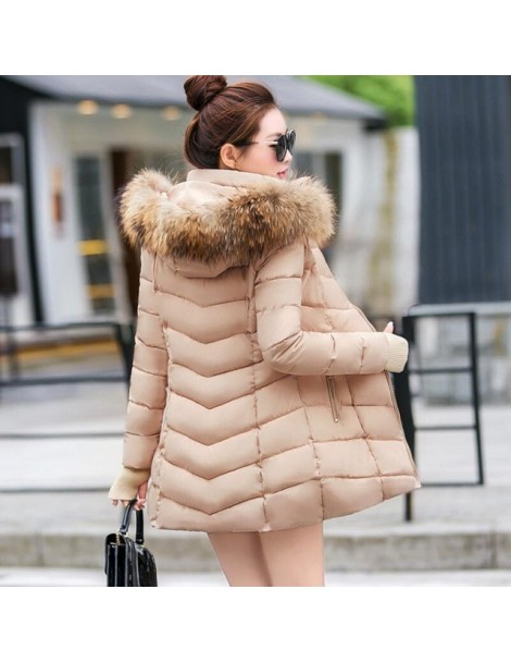 Parkas 2019women winter hooded warm coat plus size Artificial fur collar cotton padded jacket female long parka wadded jaquet...