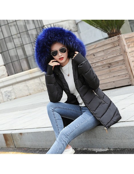 Parkas 2019women winter hooded warm coat plus size Artificial fur collar cotton padded jacket female long parka wadded jaquet...