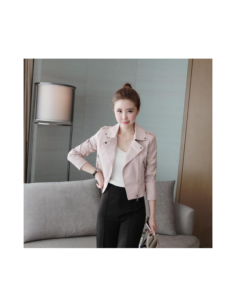Leather Jackets New Autumn Winter Women Leather Jackets Soft Pu Pink Leather Coats Short Design Slim Cute Faux Leather Motorc...