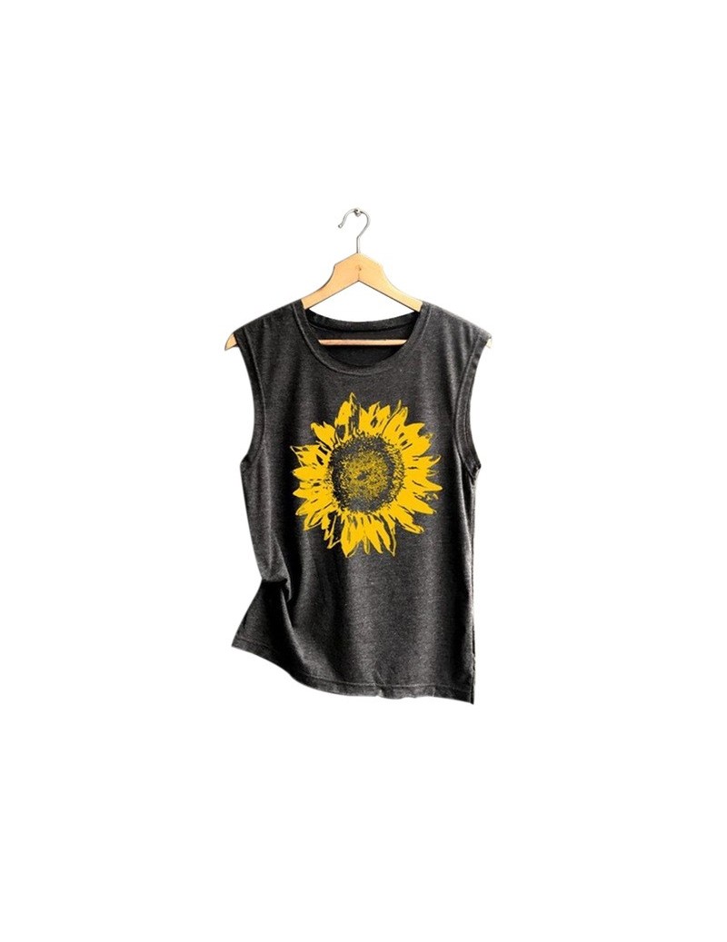 Tank Tops Vogue sunflower Print Tank Tops Blouse Tees Summer Sleeveless tShirts Harajuku Ulzzang Vest Streetwear Korean Cloth...