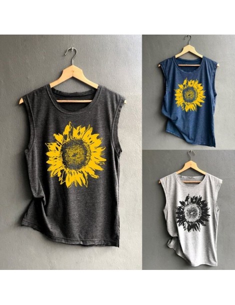 Tank Tops Vogue sunflower Print Tank Tops Blouse Tees Summer Sleeveless tShirts Harajuku Ulzzang Vest Streetwear Korean Cloth...