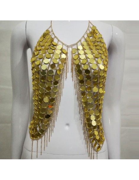 Tank Tops 2019 Summer Multicolor Sequined Tassel Sexy Crop Top Beach Women Halter Tops Bralettes Metal Chain Backless Tank To...
