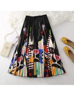 Skirts Women Pleated Skirt Fashion 2019 Elastic High Waist Cartoon Skirt Women Spring Summer Midi Skirts A Line Long Skirt Fo...