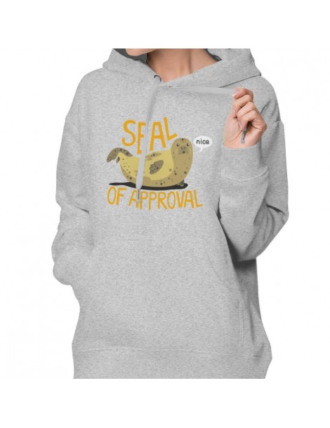 Hoodies & Sweatshirts Seal Hoodie Seal Of Approval Hoodies Long Sleeve Streetwear Hoodies Women Printed Trendy Oversize Gray ...