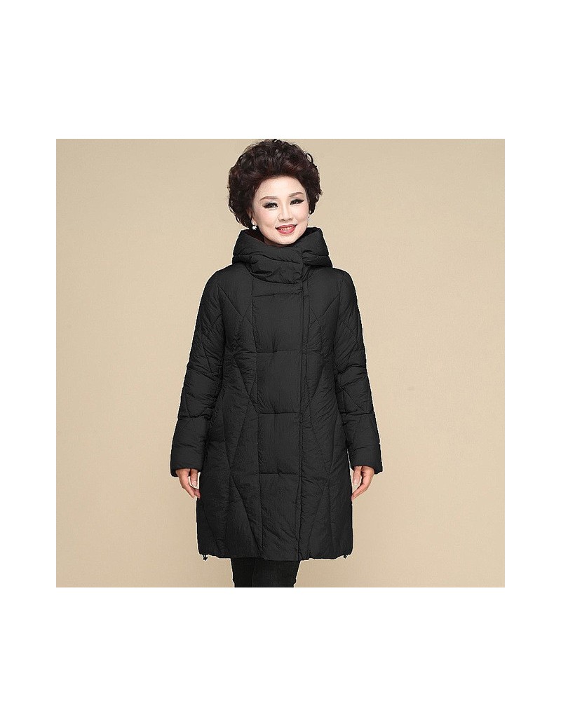 Parkas Winter Middle-Aged Hooded Cotton Padded Jacket Women Large Size 5XL Thicken Long Parka Female Warm Loose Outerwear Muj...