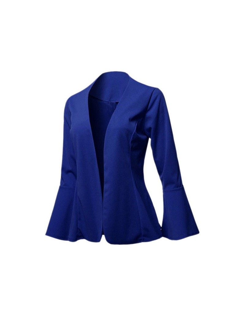 Fashion Solid Open Stitch women blazer Collarless Bell Sleeve blazer feminino Casual Office Lady Formal blazer mujer 2019 - ...