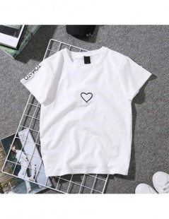 T-Shirts 2019 Summer Couples Lovers T-Shirt for Women Casual White Tops Tshirt Women T Shirt Love Heart Embroidery Print T-Sh...