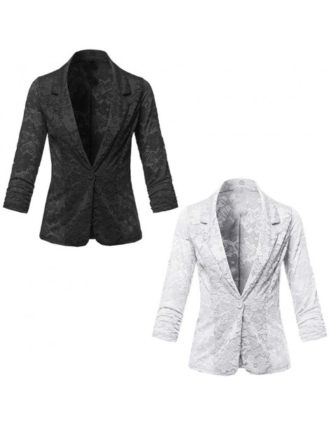 Blazers Plus Size Long Sleeve Single Breasted Lace Blazer Women Slim Fit Blazer and Jackets for Office Lady Spring Autumn - P...