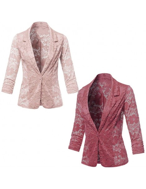 Blazers Plus Size Long Sleeve Single Breasted Lace Blazer Women Slim Fit Blazer and Jackets for Office Lady Spring Autumn - P...