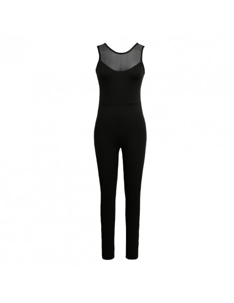 Jumpsuits 2018 Sexy Womens Summer Jumpsuit Female Sleeveless Mesh Overalls Fitness Leotard Rompers Workout O Neck Playsuit Bl...