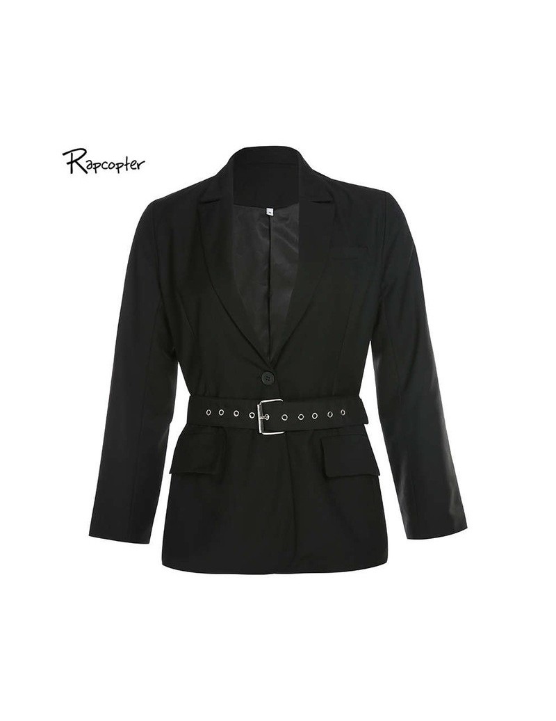 Sashes Solid Women Elegant Blazers Long Sleeve Loose Fashion Office Jacket Casual High Street Singer Button Pop Blazer - Bla...