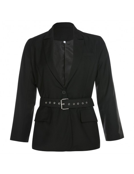 Blazers Sashes Solid Women Elegant Blazers Long Sleeve Loose Fashion Office Jacket Casual High Street Singer Button Pop Blaze...