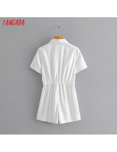 Rompers women stylish white denim playsuits turn down collar buttons short sleeve high street female casual jumpsuits HY217 -...