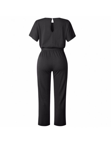 Jumpsuits Plus Size Casual Women Jumpsuit Summer 2019 Short Sleeve Lace-up Loose Jumpsuit Backless Elegant Female Office Summ...