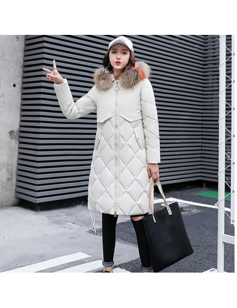 Plus Size Women Winter Down Cotton Jacket Coats Big Fur Hooded Warm Long Parka Female Thicken Slim Casual Outerwear - White ...