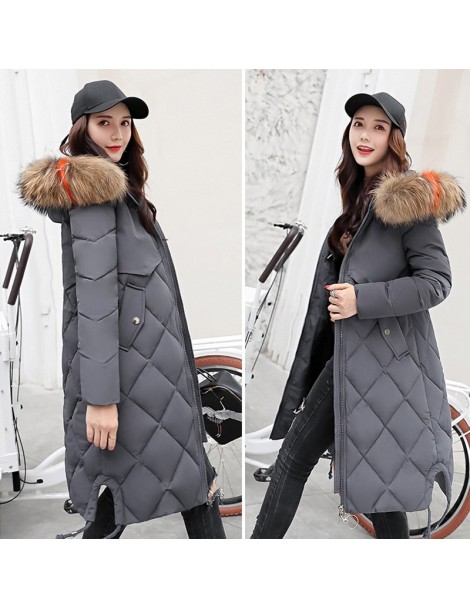 Parkas Plus Size Women Winter Down Cotton Jacket Coats Big Fur Hooded Warm Long Parka Female Thicken Slim Casual Outerwear - ...
