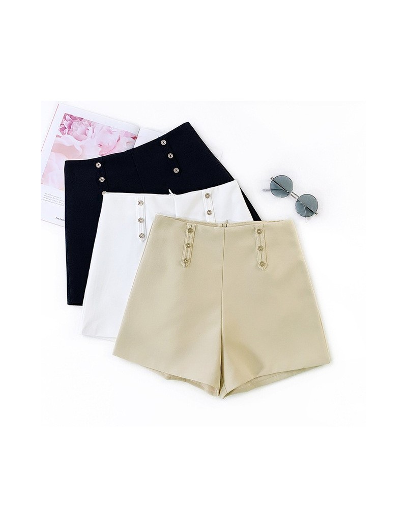 Shorts DeRuiLa Dy 2019 New Women High Waist Solid Color Button Office Lady Shorts Summer Casual Temperament Style Ladies Loos...