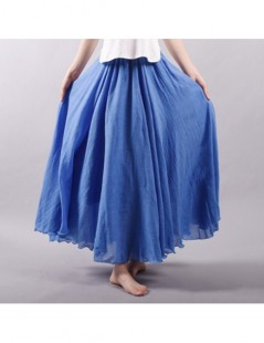 Skirts Korean Women Long Pleated Midi Skirt Summer Skirt With High Waist Linen Cotton Skirts Elastic Waist Maxi Faldas Saia -...