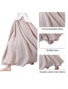 Skirts Korean Women Long Pleated Midi Skirt Summer Skirt With High Waist Linen Cotton Skirts Elastic Waist Maxi Faldas Saia -...