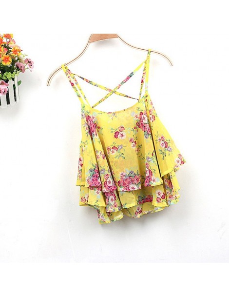 Camis Women Tanks Top Summer Clothing Spaghetti Strap Floral Print Chiffon Shirt Vest Blouses Crop Top Sexy Tanks Tops Female...